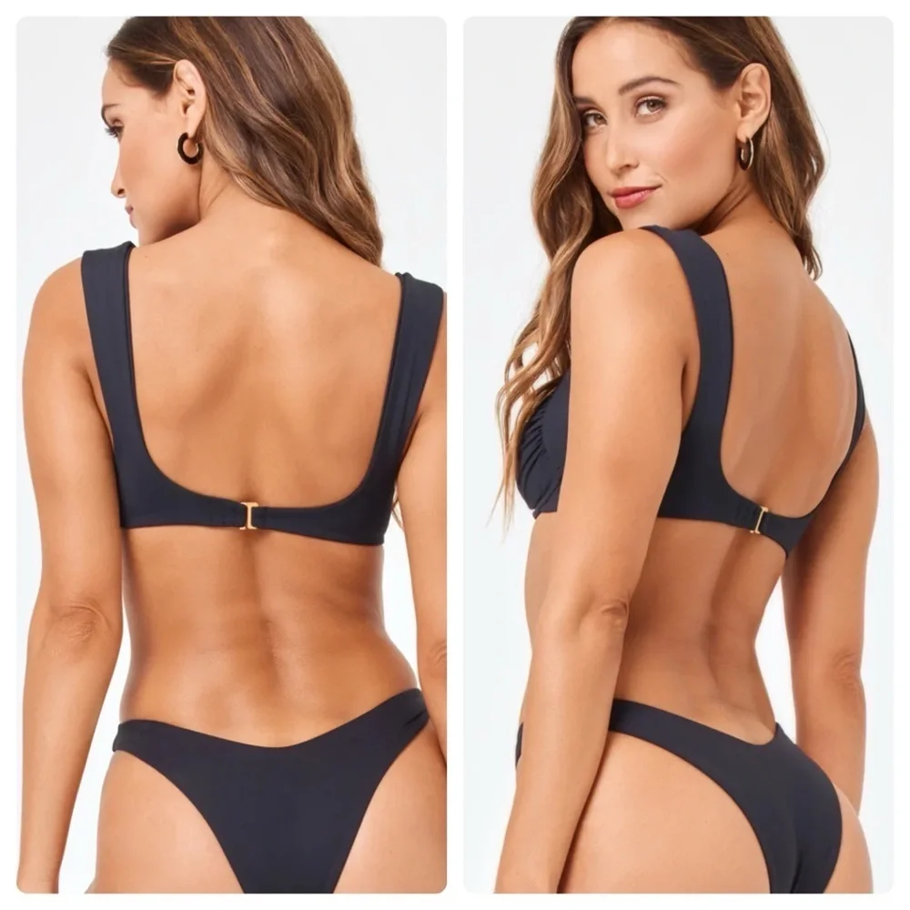 l*space Black Ruched Underwire Bikini Top